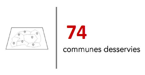 74 communes desservies
